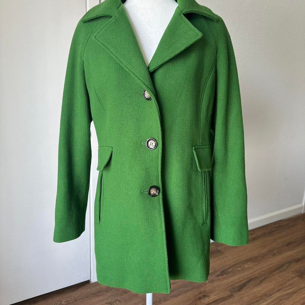 Calvin Klein Wool Blend Green Pea Coat Woman’s Size Large